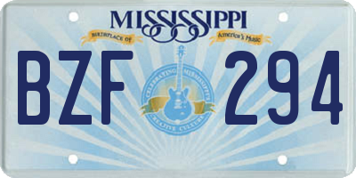 MS license plate BZF294