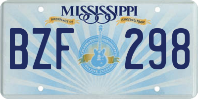 MS license plate BZF298