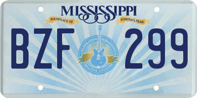 MS license plate BZF299