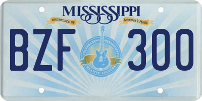 MS license plate BZF300