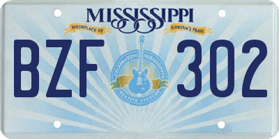 MS license plate BZF302