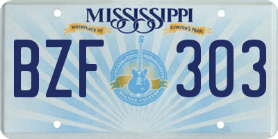 MS license plate BZF303