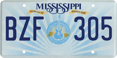MS license plate BZF305