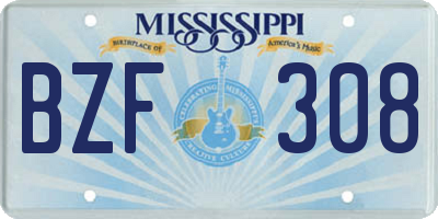 MS license plate BZF308
