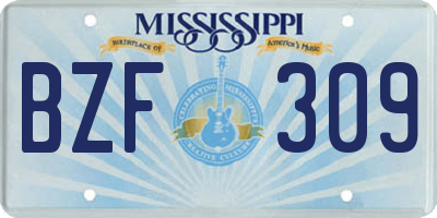 MS license plate BZF309