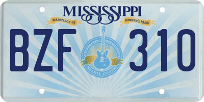MS license plate BZF310