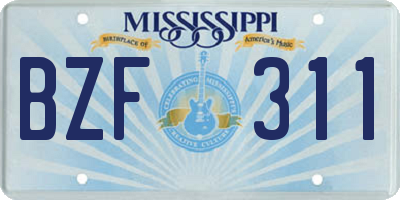 MS license plate BZF311