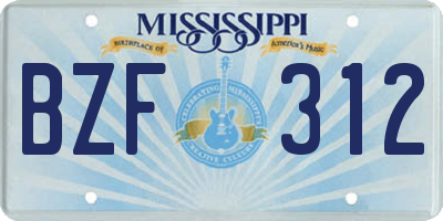 MS license plate BZF312