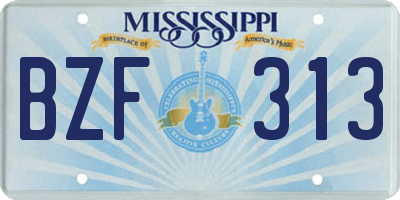 MS license plate BZF313