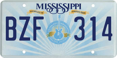 MS license plate BZF314