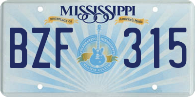 MS license plate BZF315