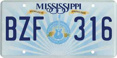 MS license plate BZF316