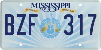 MS license plate BZF317