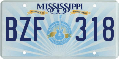 MS license plate BZF318