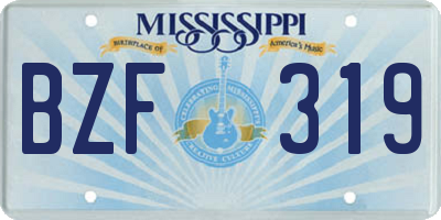 MS license plate BZF319