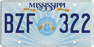 MS license plate BZF322
