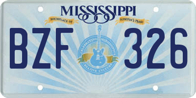 MS license plate BZF326