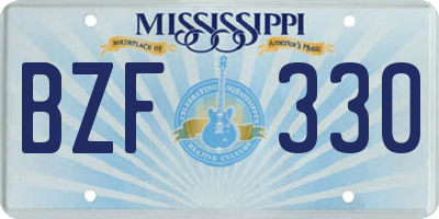 MS license plate BZF330