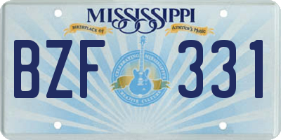 MS license plate BZF331