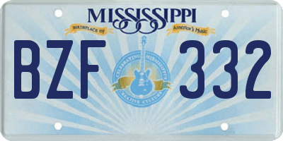 MS license plate BZF332