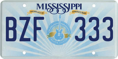MS license plate BZF333