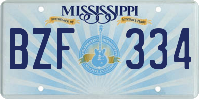 MS license plate BZF334