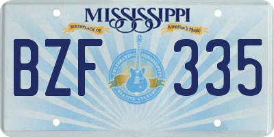 MS license plate BZF335