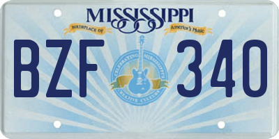 MS license plate BZF340