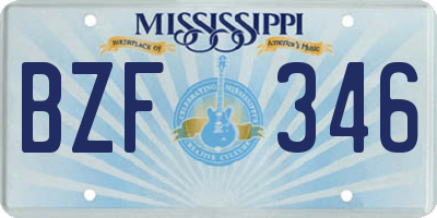 MS license plate BZF346
