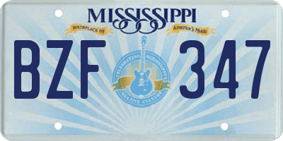 MS license plate BZF347