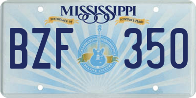 MS license plate BZF350