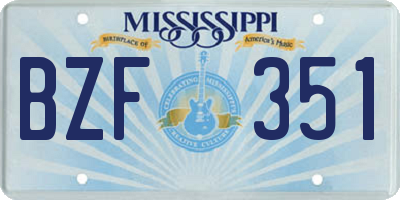 MS license plate BZF351