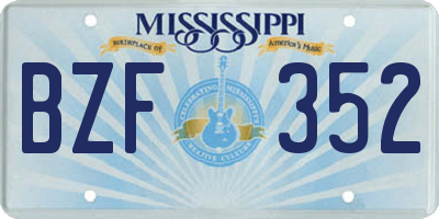 MS license plate BZF352