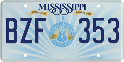 MS license plate BZF353