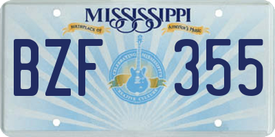 MS license plate BZF355