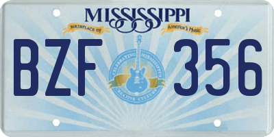 MS license plate BZF356