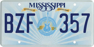 MS license plate BZF357