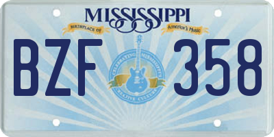 MS license plate BZF358