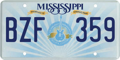 MS license plate BZF359