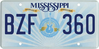 MS license plate BZF360