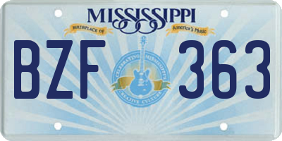 MS license plate BZF363