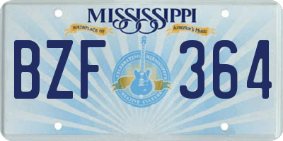 MS license plate BZF364