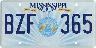 MS license plate BZF365