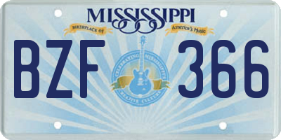 MS license plate BZF366