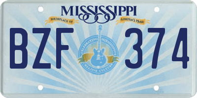 MS license plate BZF374