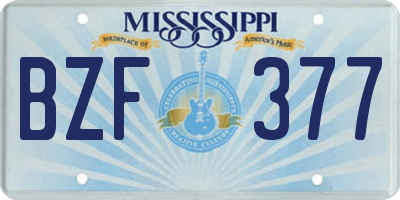 MS license plate BZF377