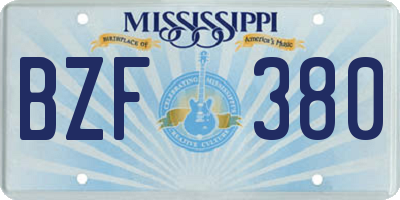 MS license plate BZF380