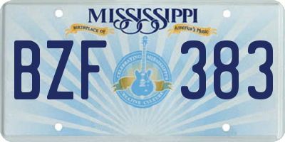 MS license plate BZF383