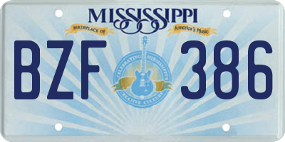 MS license plate BZF386