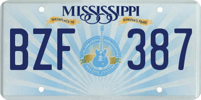 MS license plate BZF387